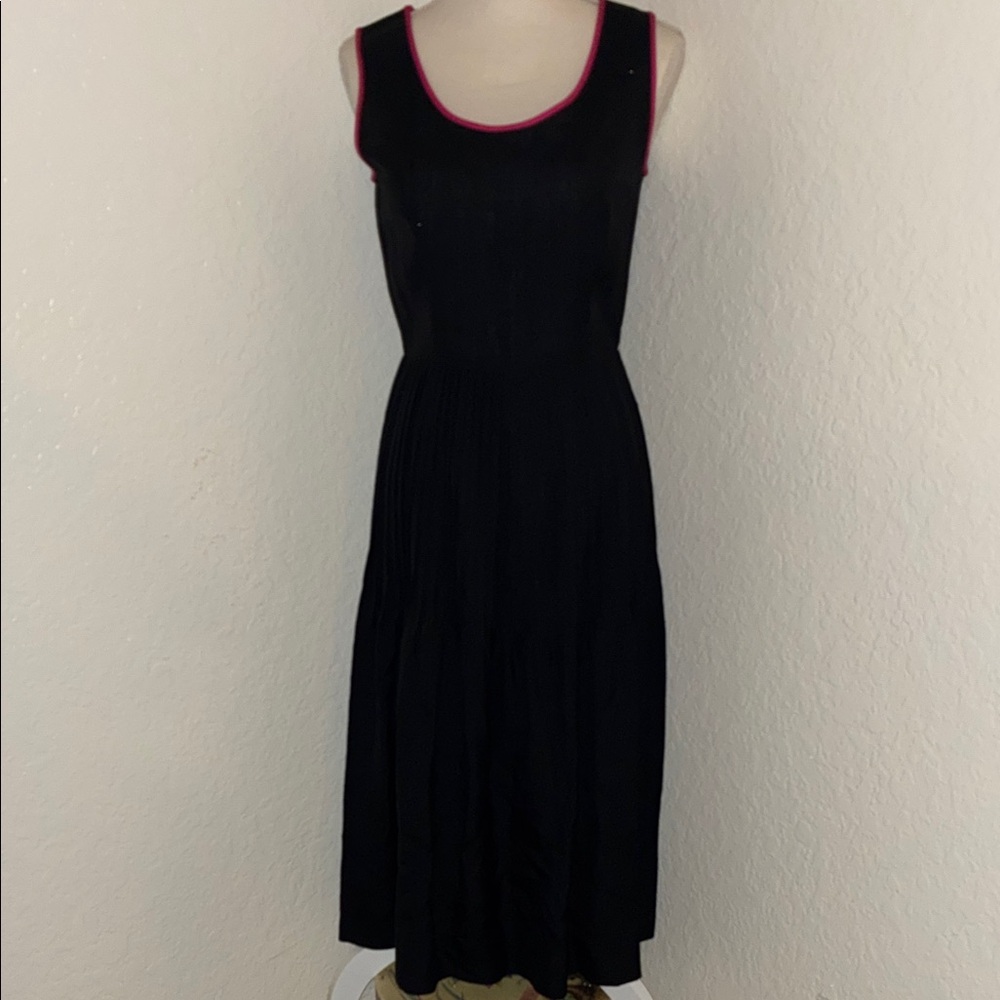 Albert Nipon Black Dress with Pink Trim